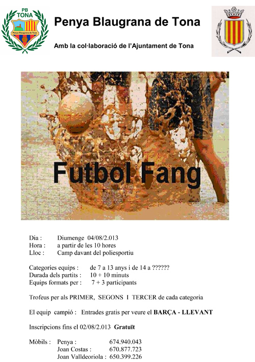 PER LA FESTA MAJOR ORGANITZEM EL FUTBOL FANG